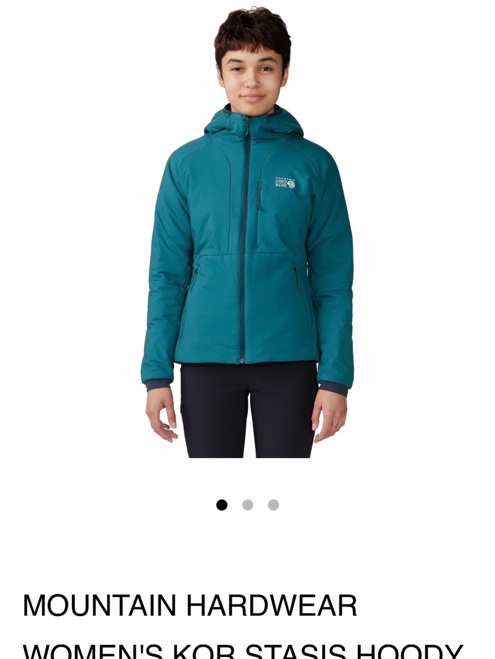 Mountain Hardwear Women's Teal Insulated Hooded Jacket. Kor Stasis Hoody.